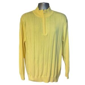 Adamo Yellow Quarter Zip Mock Neck Long Sleeve Cotton Sweater Size L